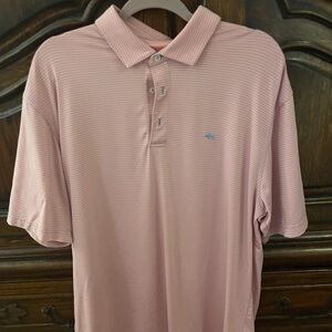 Men's Pink Striped Performance Polo